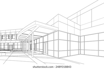Renderizado 3d arquitectónico de edificios de oficinas