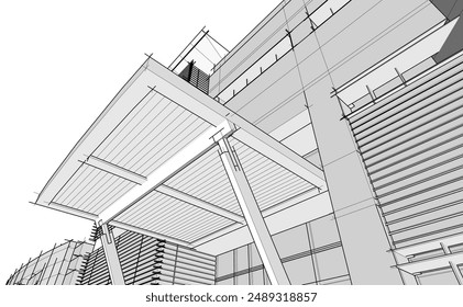Architektonisches 3D-Rendering im Bürogebäude