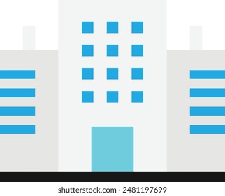 Office Building Architecture Icon Vector Flat Illustration