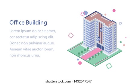 
Office building architecture isometric illustration 
