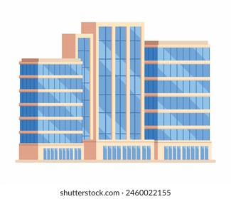 office building with big central entrance Urban architecture vector illustration	
