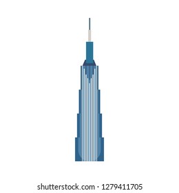 Office building business city concept vector icon. Modern exterior architecture glass skyscraper commercial