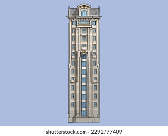 Office Building Cartoon Style Background isolated Vector Illustration