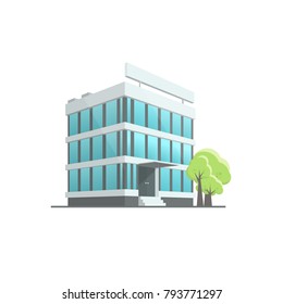 Office building in cartoon style. Illustration isolated on white background. Graphic concept for your design