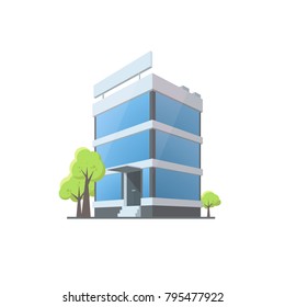 Office building in cartoon style. Illustration isolated on white background. Graphic concept for your design