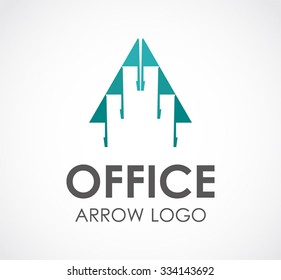 Office building of city abstract vector and logo design or template real estate business icon of company identity symbol concept
