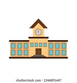 Office building color icon with a clock