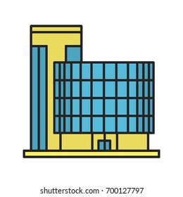 Office building color icon. Modern apartment house. Isolated vector illustration