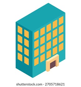 Office building construction work job flat color vector illustration template design