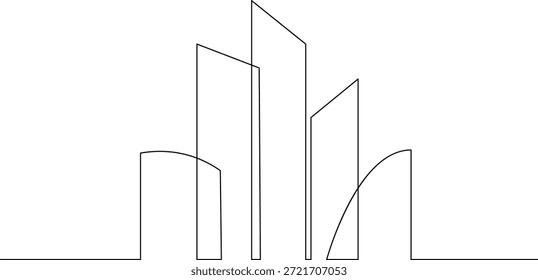 Ilustração de cidade minimalista de desenho de uma linha contínua de edifício de escritórios