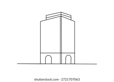 Edificio de oficinas continuo de una línea de dibujo minimalista ilustración de la ciudad
