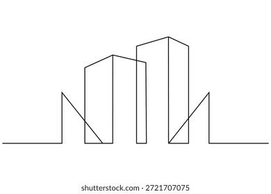 Edificio de oficinas continuo de una línea de dibujo minimalista ilustración de la ciudad