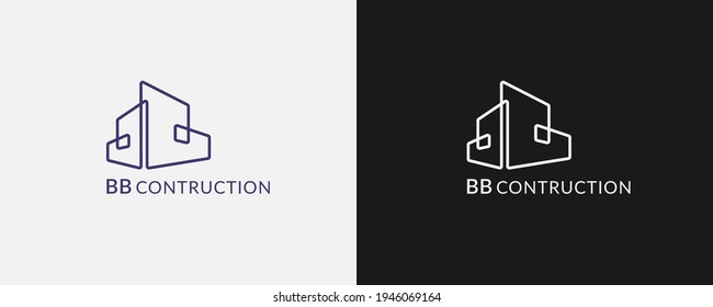 Concepto de símbolo creativo para la construcción de oficinas. Rascacielos modernos, arquitecto 3D, silueta de construcción, logotipo de negocios abstracto. Cityscape, icono de apartamento.