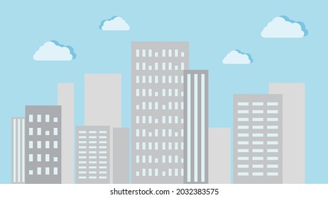 office building and crowd illustration