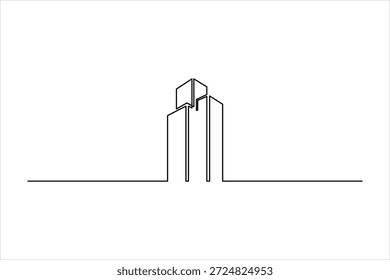Büro Gebäude Design durchgehende einzeilige Kunst Zeichnung minimalistische Linie Kunst Vektorgrafik