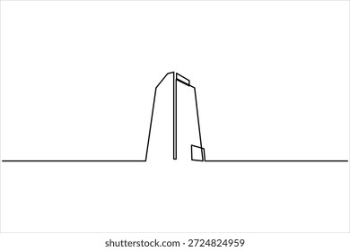 Office building design continuous one line art drawing of minimalist line art vector illustration