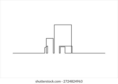 Diseño de edificio de oficinas dibujo de arte de una línea continua de Ilustración vectorial de arte de línea minimalista