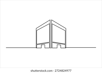 Office building design continuous one line art drawing of minimalist line art vector illustration