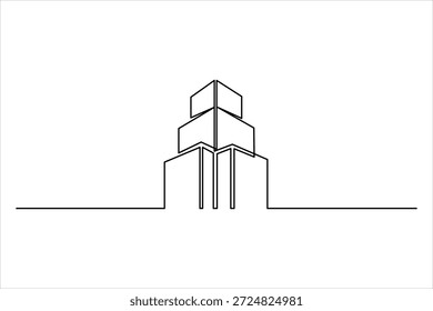Diseño de edificio de oficinas dibujo de arte de una línea continua de Ilustración vectorial de arte de línea minimalista