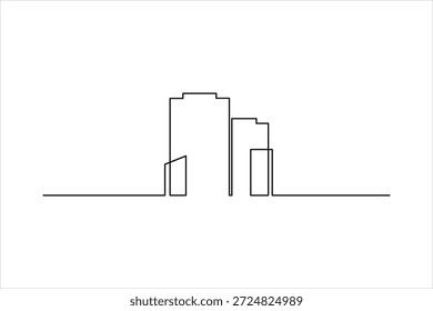Office building design continuous one line art drawing of minimalist line art vector illustration