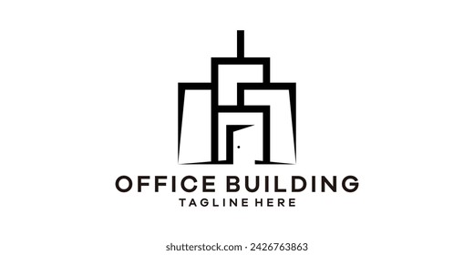 logotipo de diseño de edificio de oficinas, plantilla de diseño de logotipo, idea de símbolo.