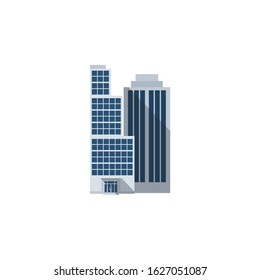 office building with entrance and reflection on white background vector icon