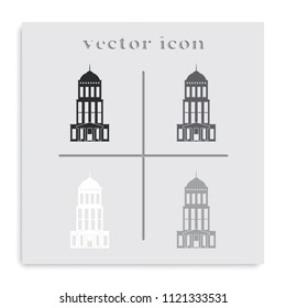 Office building flat black and white vector icon.