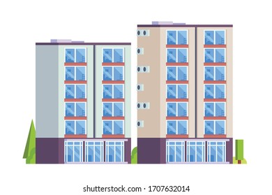 Edificio de oficinas. Ilustración conceptual de diseño plano.
