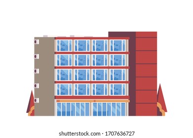Edificio de oficinas. Ilustración conceptual de diseño plano.