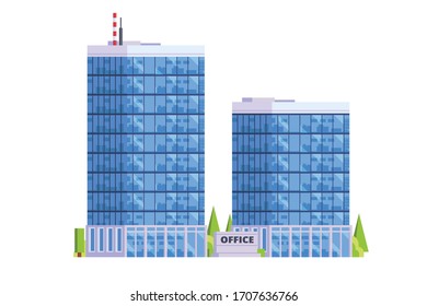 Office Building. Flat Design Concept Illustration.