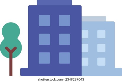 símbolo de árbol vectorial de apartamento de construcción de oficinas