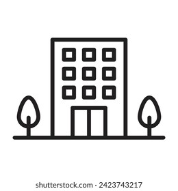 Office building Flat line icon. vector illustration.