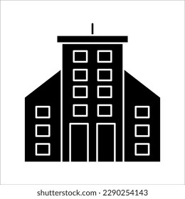 Office building flat vector icon isolated on white background.