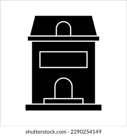 Office building flat vector icon isolated on white background.