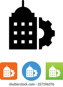 Office building with gear icon
