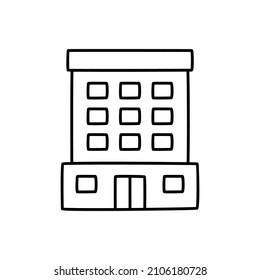 Office building Icon  in black line style icon, style isolated on white background