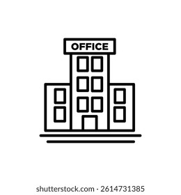 Office building icon black and white vector sign