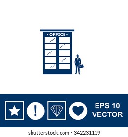 Office building icon with businessman