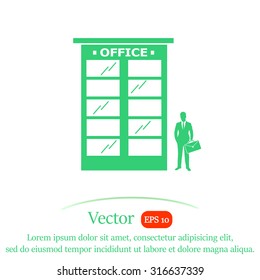 Office building icon with bussinessman