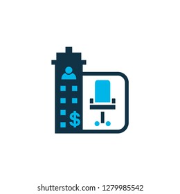 Office building icon colored symbol. Premium quality isolated architecture element in trendy style.