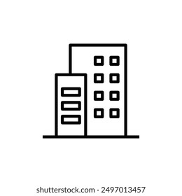 office building icon, commercial or apartment building illustration outline style
