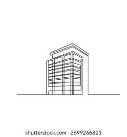 Office building icon continuous one line drawing of outline vector illustration	
