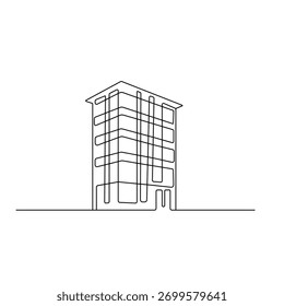 Office building icon continuous one line drawing of outline vector illustration	