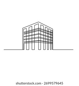 Office building icon continuous one line drawing of outline vector illustration	