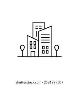 Office building icon Flat vector set outline