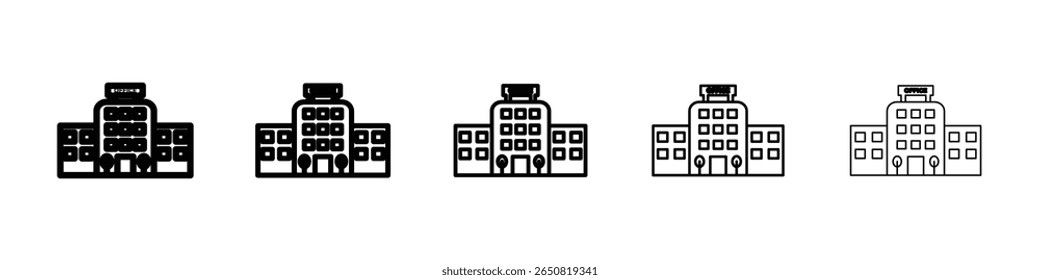 Office building icon isolated vector on white background set