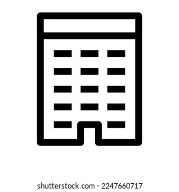 Office building icon line isolated on white background. Black flat thin icon on modern outline style. Linear symbol and editable stroke. Simple and pixel perfect stroke vector illustration