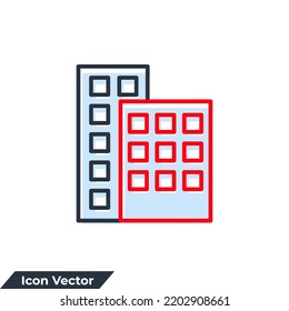 office building icon logo vector illustration. Apartment symbol template for graphic and web design collection