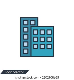 office building icon logo vector illustration. Apartment symbol template for graphic and web design collection
