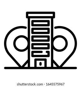 Office building icon. Outline office building vector icon for web design isolated on white background